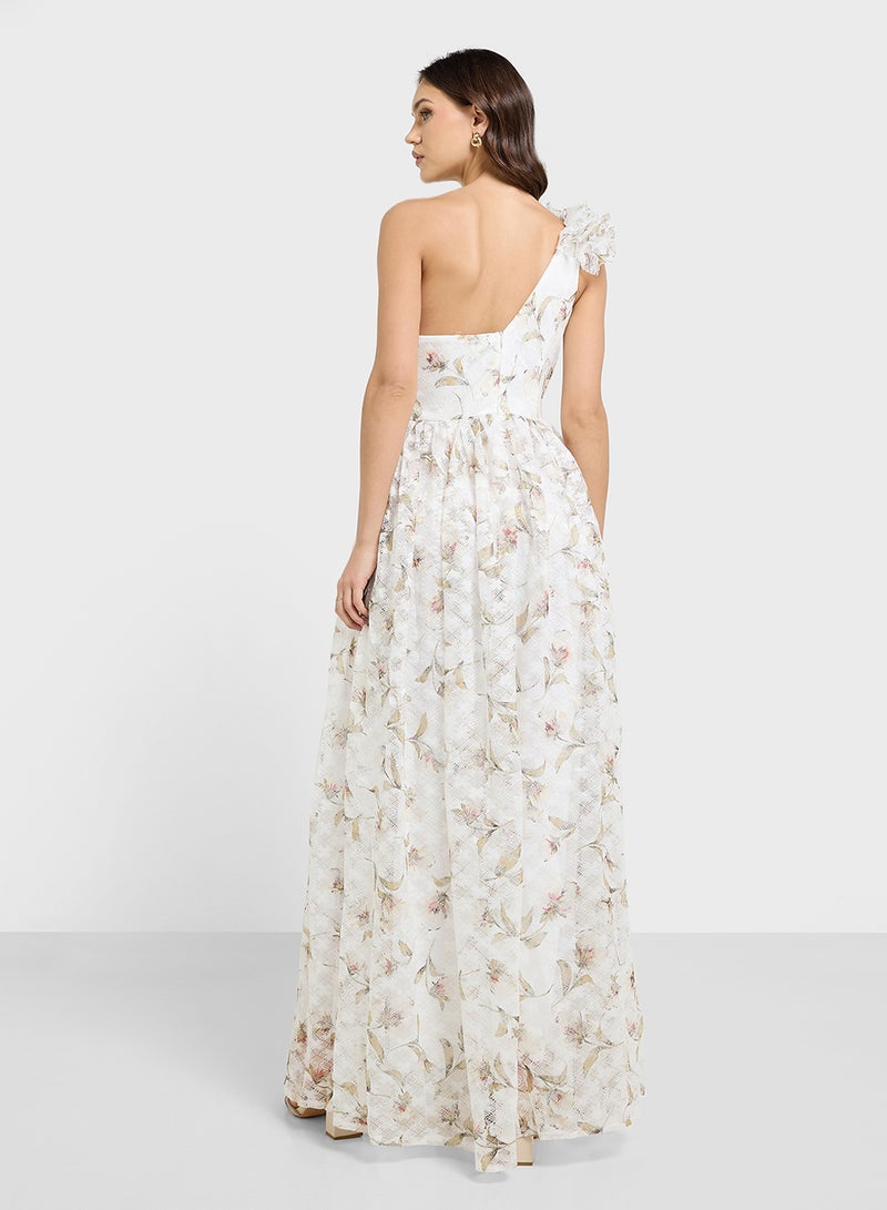 ايلا فستان كتف واحد بنقوش الزهور - Image 2