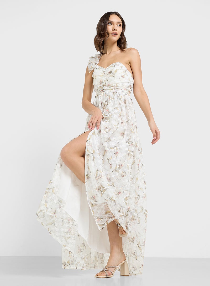 ايلا فستان كتف واحد بنقوش الزهور - Image 1