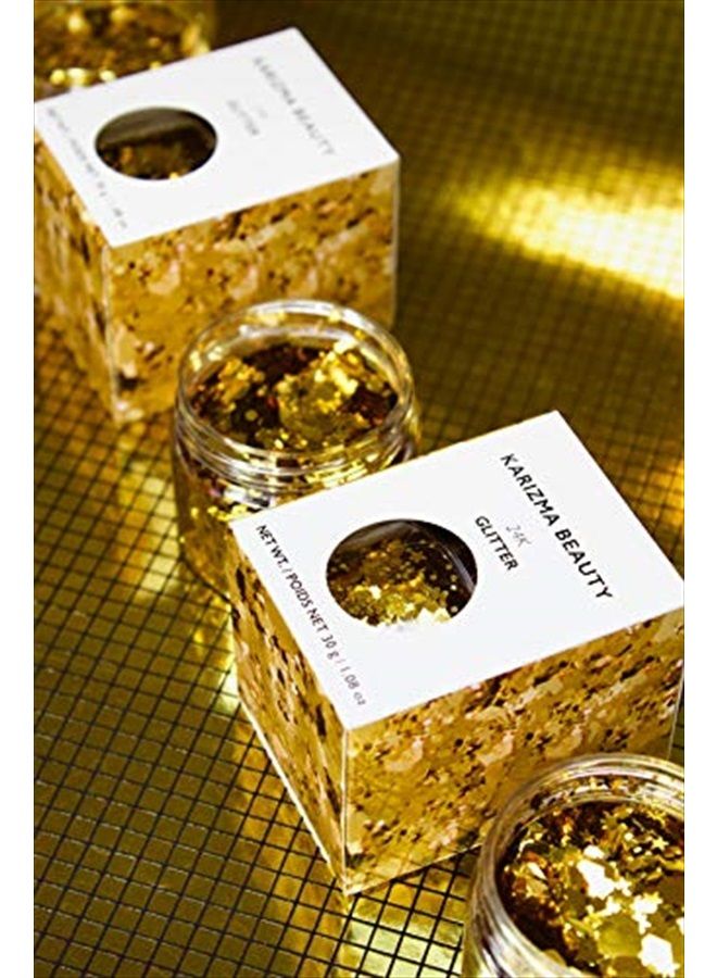 KARIZMA 24K Gold Glitter. 30g Chunky Face Glitter, Hair Glitter, Eye Glitter and Body Glitter for Women. Rave Glitter, Festival Accessories, Cosmetic Glitter Makeup. Loose Glitter Set  - Image 2