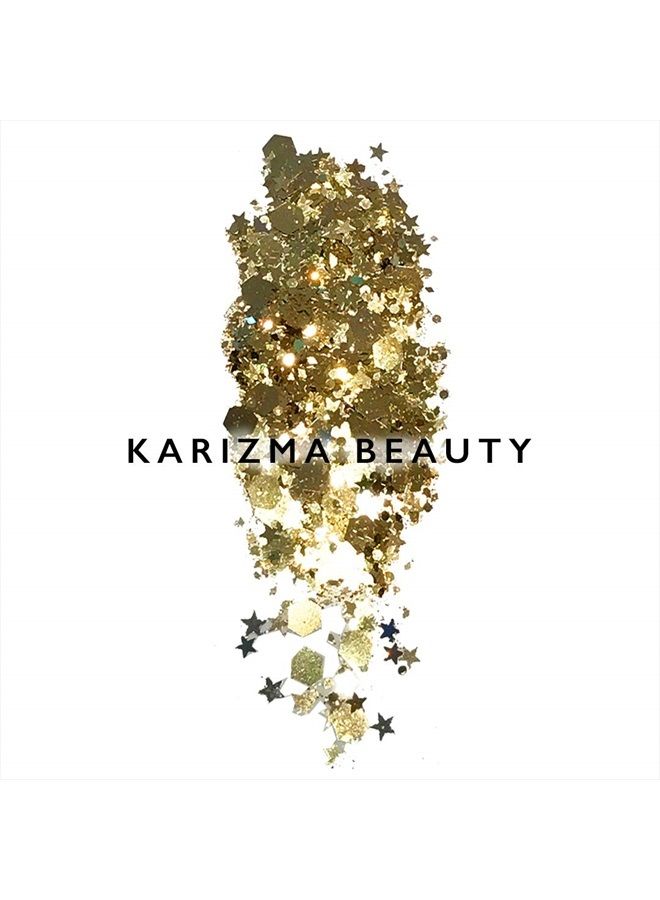 KARIZMA 24K Gold Glitter. 30g Chunky Face Glitter, Hair Glitter, Eye Glitter and Body Glitter for Women. Rave Glitter, Festival Accessories, Cosmetic Glitter Makeup. Loose Glitter Set  - Image 3