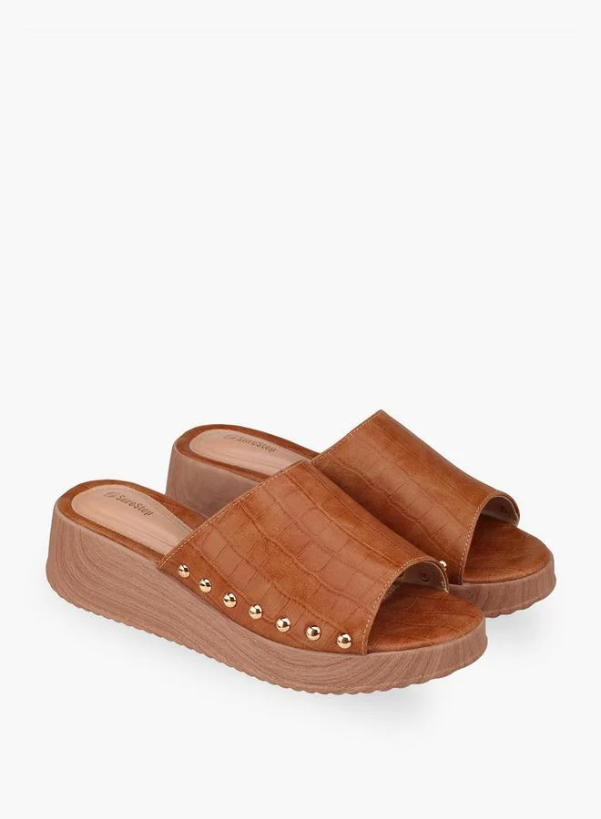 شور ستيب Women Textured Flatform Heel Sandals