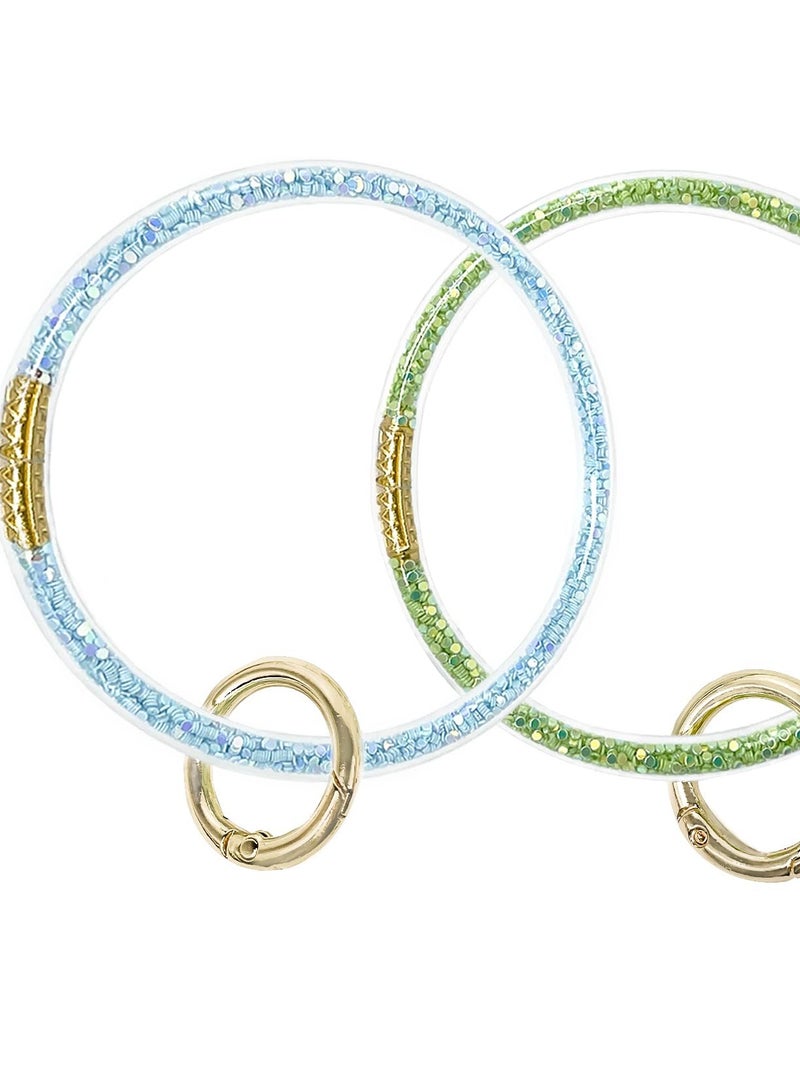 Stylish Silicone Phone Wrist Strap for Women and Girls, Bling Charm Keychain Lanyard in Blue and Green for Most Smartphones - Image 1