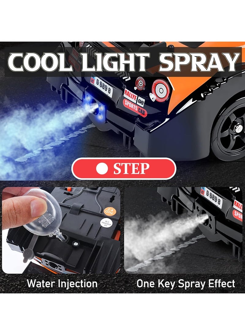 Taizz Ventures 1:16 Scale Remote Control Car RC Drift Car 4WD 18KM/H High Speed Model Vehicle 2.4GHz with LED Lights Spray Rubber Tire Racing Sport Toy Car for Adults Boys Girls Kids Gift 2Pcs Rechargeable Batteries - Blue - Image 5