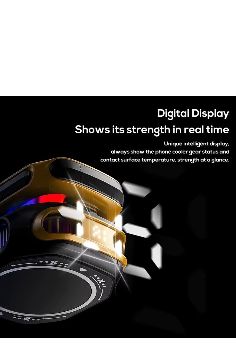 ميمو مبرد هاتف مغناطيسي احترافي - مروحة تبريد بتقنية أشباه الموصلات مع إضاءة RGB وشاشة عرض درجة الحرارة وبطارية خارجية | مثالي لألعاب ببجي (PUBG) ومتوافق عالمياً مع جميع الهواتف. - Image 5