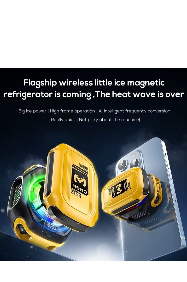 ميمو مبرد هاتف مغناطيسي احترافي - مروحة تبريد بتقنية أشباه الموصلات مع إضاءة RGB وشاشة عرض درجة الحرارة وبطارية خارجية | مثالي لألعاب ببجي (PUBG) ومتوافق عالمياً مع جميع الهواتف. - Image 2