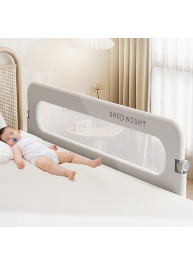 GGEROU - Bed Guard Rail for kids,Button Folding Crib Bed Guard Rail,Folding Anti-Fall Beds Mesh Guard Rail,180 °Button Folding,2 Speed Adjustment, 1.5m - Image 1