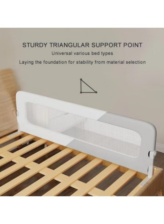 GGEROU - Bed Guard Rail for kids,Button Folding Crib Bed Guard Rail,Folding Anti-Fall Beds Mesh Guard Rail,180 °Button Folding,2 Speed Adjustment, 1.5m - Image 1