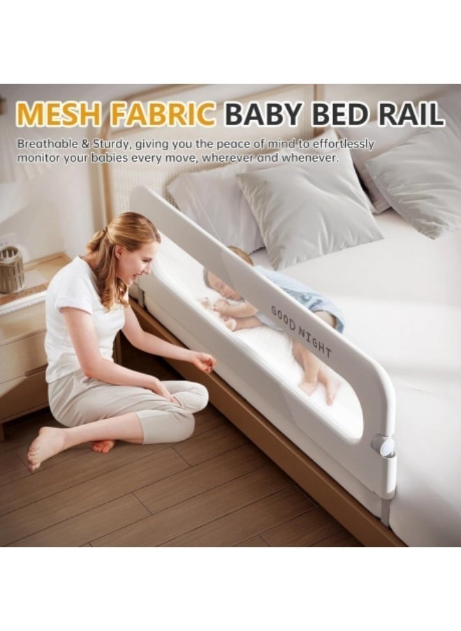 GGEROU - Bed Guard Rail for kids,Button Folding Crib Bed Guard Rail,Folding Anti-Fall Beds Mesh Guard Rail,180 °Button Folding,2 Speed Adjustment, 1.5m - Image 1