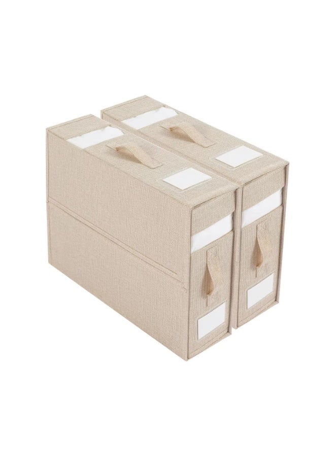 DUNISO 2 Pack Large Capacity Bed Sheet Organizers Storage, Foldable Sheet Organizer.Foldable Organizing Bed Sheets Linen Box with Windows - Image 1