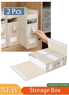 DUNISO 2 Pack Bed Sheet Organizers And Storage; Sheets And Blanket Organizer; Foldable Organizing Bed Sheets Linen Box with Windows(beige)  - Image 1