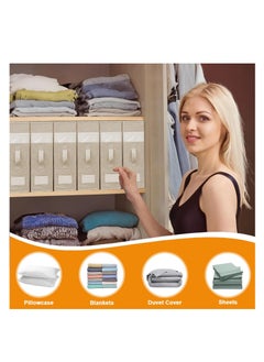 DUNISO 2 Pack Bed Sheet Organizers And Storage; Sheets And Blanket Organizer; Foldable Organizing Bed Sheets Linen Box with Windows(beige)  - Image 2