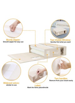 DUNISO 2 Pack Bed Sheet Organizers And Storage; Sheets And Blanket Organizer; Foldable Organizing Bed Sheets Linen Box with Windows(beige)  - Image 3