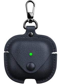 Protective Cover For Airpods 4 Case Full Protection Shockproof Pu Leather Headphone Case Skin Cover With Keychain For Airpods 4Th Generation 2024 Released Front Led Visible Blue