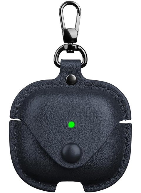 Protective Cover For Airpods 4 Case Full Protection Shockproof Pu Leather Headphone Case Skin Cover With Keychain For Airpods 4Th Generation 2024 Released Front Led Visible Blue