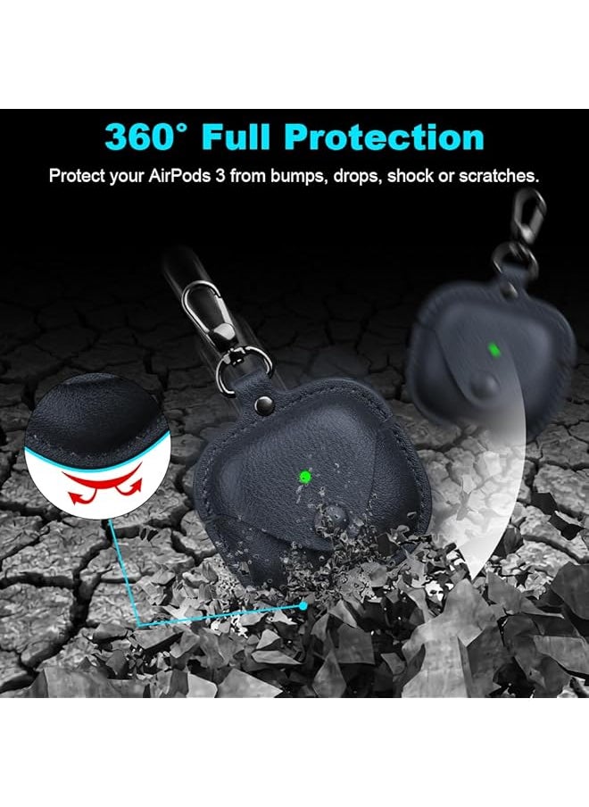 erorex - Protective Cover For Airpods 4 Case Full Protection Shockproof Pu Leather Headphone Case Skin Cover With Keychain For Airpods 4Th Generation 2024 Released Front Led Visible Blue - Image 1