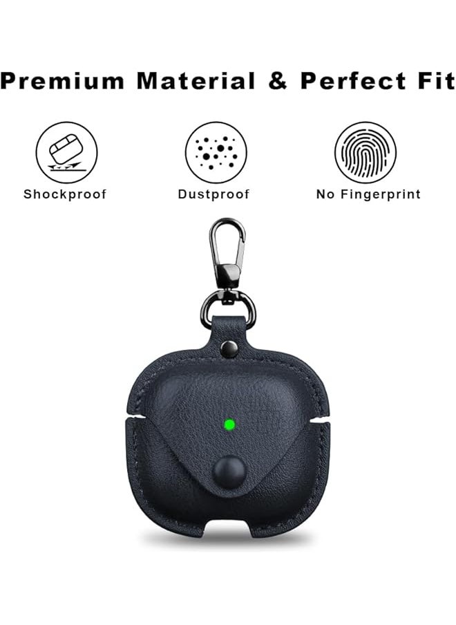erorex - Protective Cover For Airpods 4 Case Full Protection Shockproof Pu Leather Headphone Case Skin Cover With Keychain For Airpods 4Th Generation 2024 Released Front Led Visible Blue - Image 1