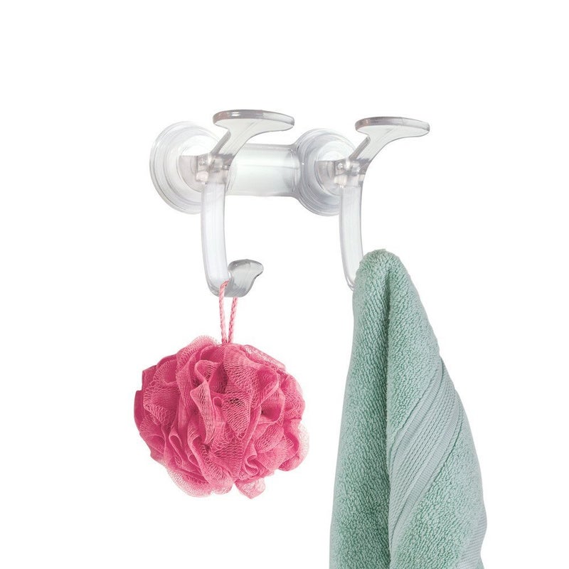 InterDesign Power Lock Spa Hook 2 Clear Hanging HookBathroom HookBathroom Organizer - Image 4