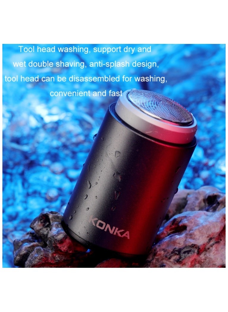 KONKA Mini Portable Razor Outdoor Waterproof Men Razor – Black + 3Knife Heads - Image 5