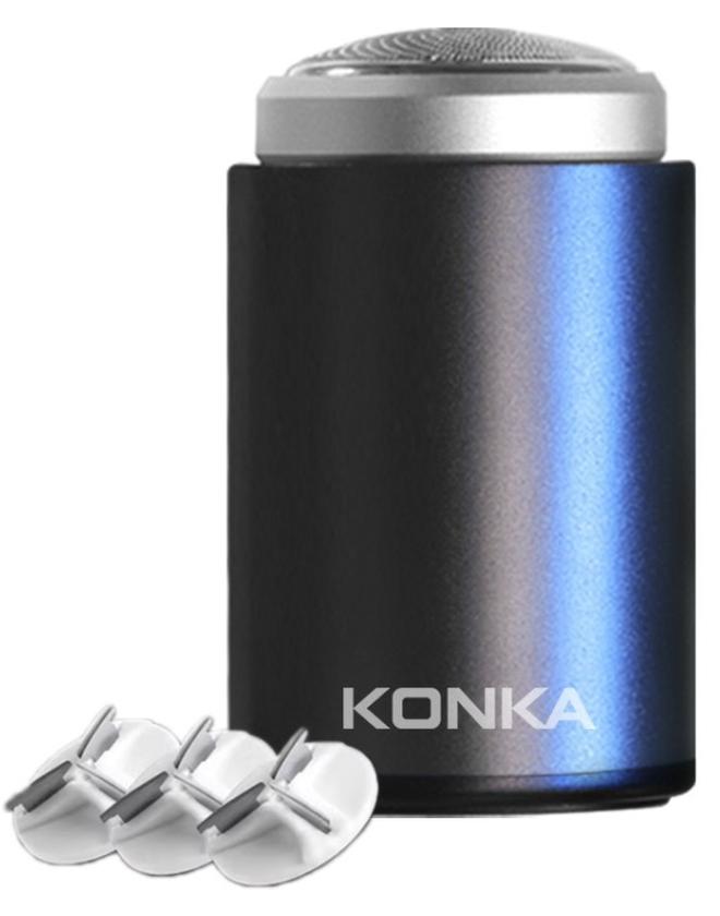 KONKA Mini Portable Razor Outdoor Waterproof Men Razor – Black + 3Knife Heads - Image 1