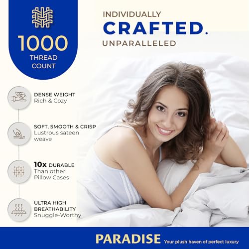 THREAD SPREAD 100% Egyptian Cotton Pillow Cases - 1000 Thread Count Pillow Cases Queen/Standard Size Set of 2, Soft, Breathable Extra Long Staple Sateen Weave Cotton Pillow Cover for Bed - Dark Grey - Image 2
