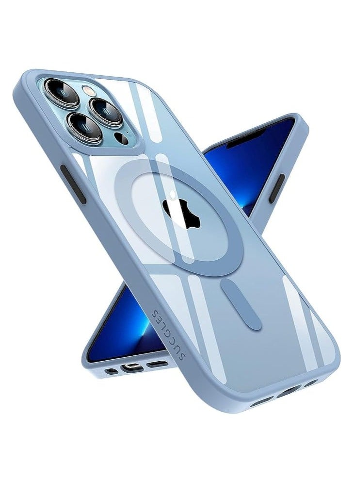 MagSafe Magnetic Case for iPhone 14 Pro Max, Military Grade Drop Protection, Slim Transparent Magnetic Case for Apple iPhone Max, Cera Blue 