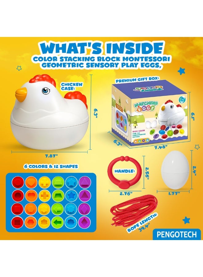Arabest Matching Eggs Montessori Toy for Toddlers 1-5 Ages – 12 Pcs Shape & Color Puzzle in Chicken Case – Educational Baby Toys for Girls & Boys – Learning Toys and Games for Kids Ages 1 2 3 4 5 - Image 5