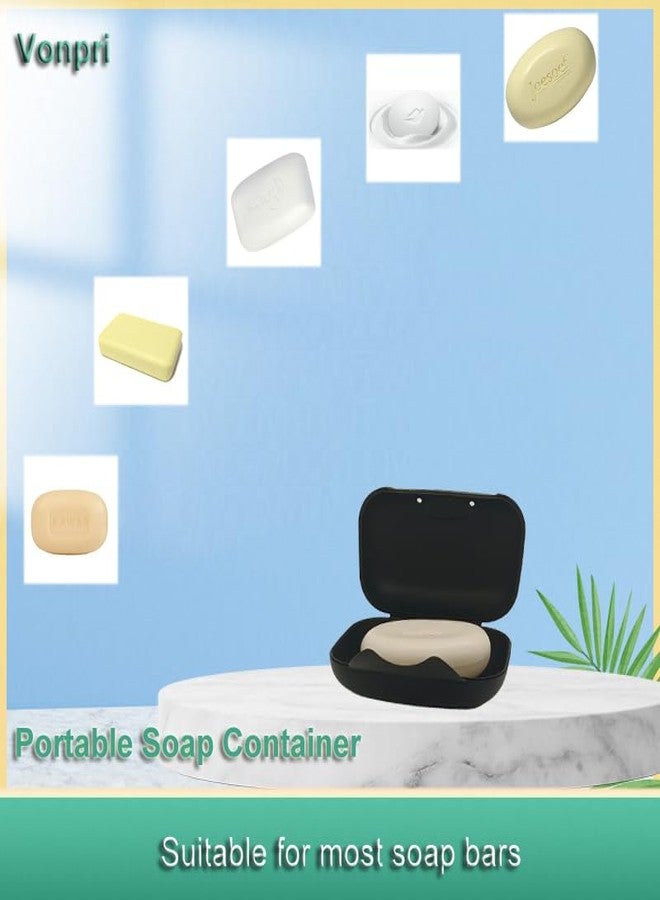 Vonpri Travel Soap Case Soap Dish Bar Holder Container Box for Shower Bathroom Outdoor Trip Gym Camping School Vonpri (Without Bag Dark Black) - Image 5