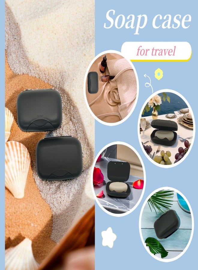 Vonpri Travel Soap Case Soap Dish Bar Holder Container Box for Shower Bathroom Outdoor Trip Gym Camping School Vonpri (Without Bag Dark Black) - Image 4