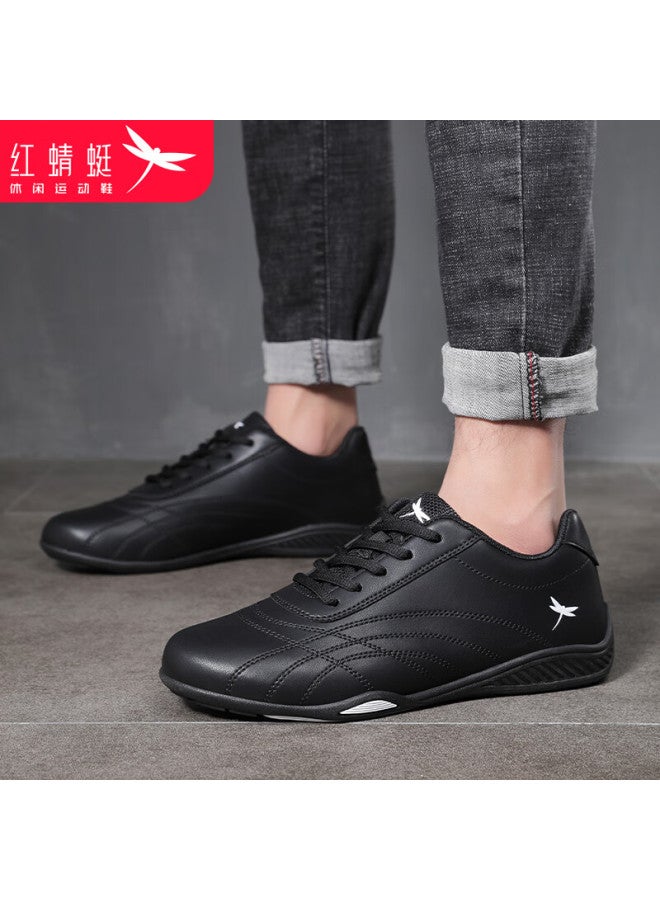 Red Dragonfly Men's Casual Sports Shoes Men's Flat Leather Shoes Men's Small Black Shoes Men C0tt01252 - Image 1