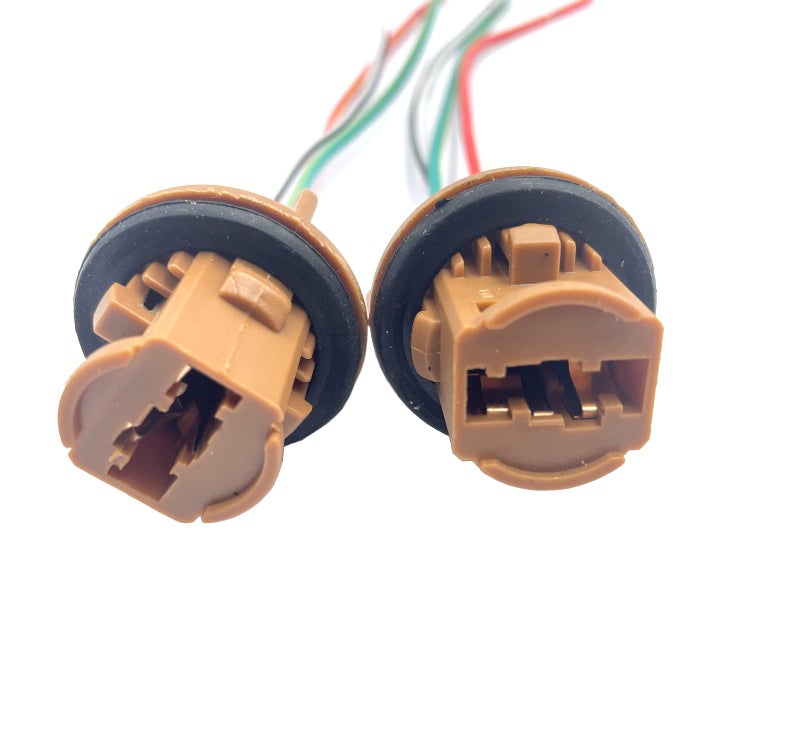 2 Pack 7443 T20 Bulb Sockets Female Adapter Wire Harness Connector for Turn Signal Reverse Brake Light Bulbs Socket
