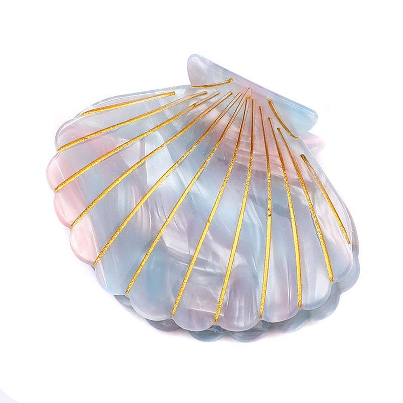 Shell Jaw Clip Hair Claw Clip Clamps Resin Hair Clips Marble Pattern Hairpins Hair Accessories for women Styling Hairdressing Light blue