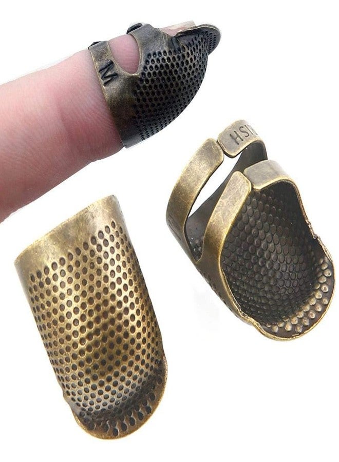Jasol Sewing Thimble Pack of 4 Adjustable Brass Finger Protector Thimble for Sewing Embroidery Needlework (4pcs M Thimble) - Image 4