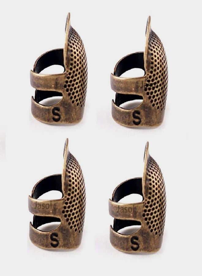 Jasol Sewing Thimble Pack of 4 Adjustable Brass Finger Protector Thimble for Sewing Embroidery Needlework (4pcs M Thimble) - Image 1