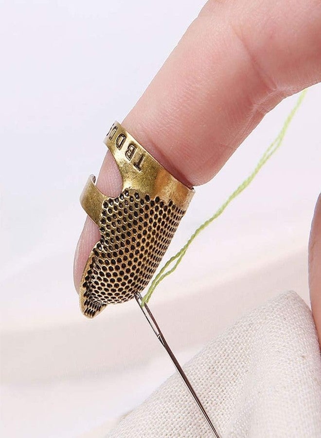 Jasol Sewing Thimble Pack of 4 Adjustable Brass Finger Protector Thimble for Sewing Embroidery Needlework (4pcs M Thimble) - Image 2