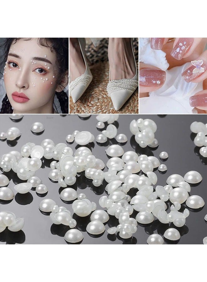 Generic 3 Sheets Self-Adhesive Pearl Stickers (1269PCS), 3D White Pearl Rhinestones for Hair, Face & Nail Decoration, Multi-Size Gems for Makeup & DIY Crafts  - Image 4