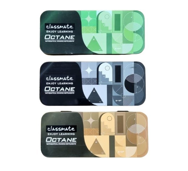 classmate Octane Mathematical Drawing Instruments Set- Geometry Box Includes 12 Items| Sturdy Compass & Divider, Tight Compass/Divider Arms, Complimentary Pen & Sketch Pen Inside| Pack of 1 - Image 3