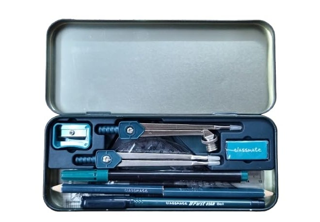 classmate Octane Mathematical Drawing Instruments Set- Geometry Box Includes 12 Items| Sturdy Compass & Divider, Tight Compass/Divider Arms, Complimentary Pen & Sketch Pen Inside| Pack of 1 - Image 2