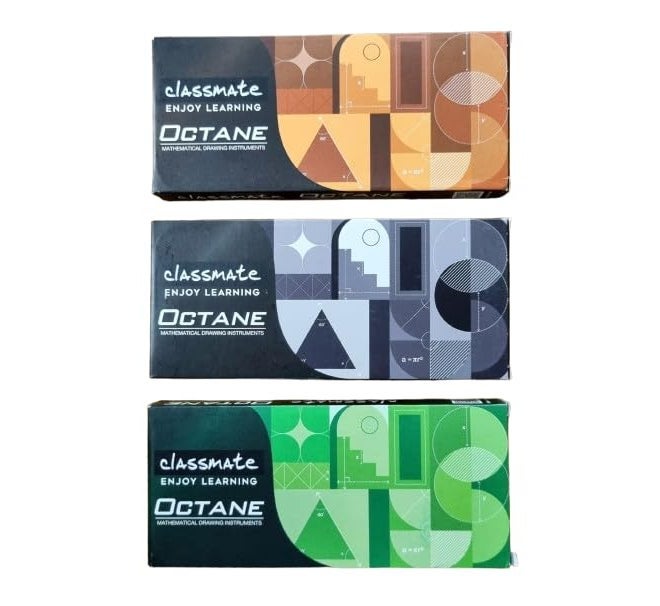 classmate Octane Mathematical Drawing Instruments Set- Geometry Box Includes 12 Items| Sturdy Compass & Divider, Tight Compass/Divider Arms, Complimentary Pen & Sketch Pen Inside| Pack of 1 - Image 1