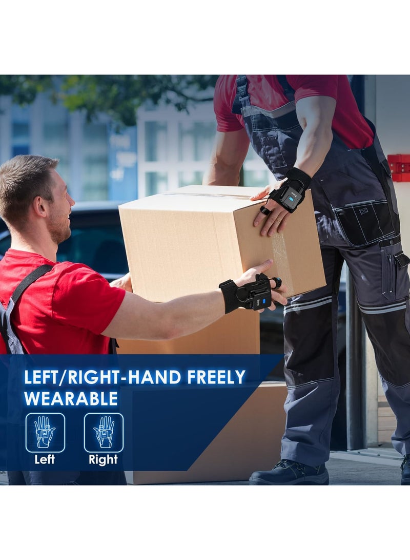 SYOSI Wearable Glove QR Code Scanner, 1D & 2D Finger Ring Bluetooth Barcode Scanner for Left & Right Hand, Portable Wireless Inventory Reader Compatible with iPhone, iPad, Android Tablets(Black) - Image 2