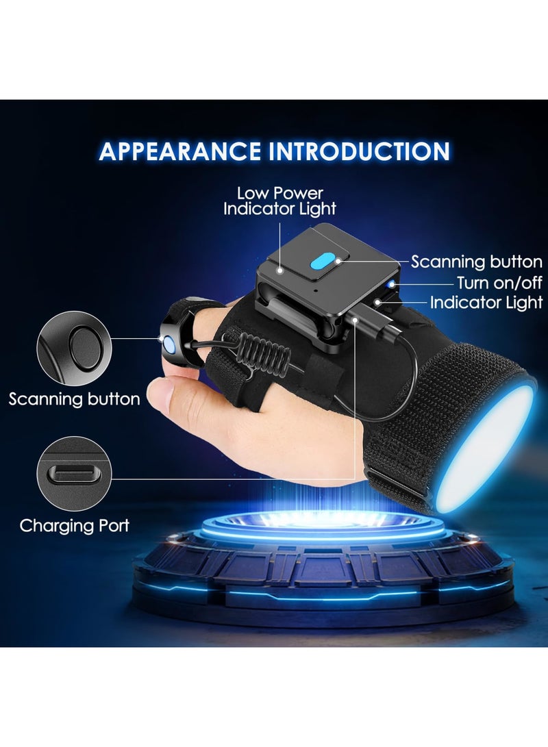 SYOSI Wearable Glove QR Code Scanner, 1D & 2D Finger Ring Bluetooth Barcode Scanner for Left & Right Hand, Portable Wireless Inventory Reader Compatible with iPhone, iPad, Android Tablets(Black) - Image 3