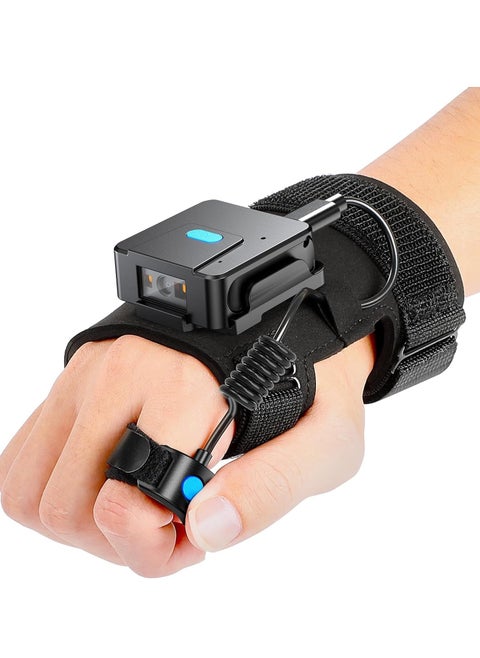 Wearable Glove QR Code Scanner, 1D 2D Finger Ring Bluetooth Barcode Left&Right Hand Wearable, Portable Wireless Book Inventory Bar Reader Compatible with iPhone iPad Android Tablet