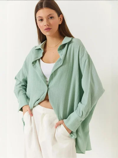 Bianco Lucci LUCCI Oversized Textured Shirt