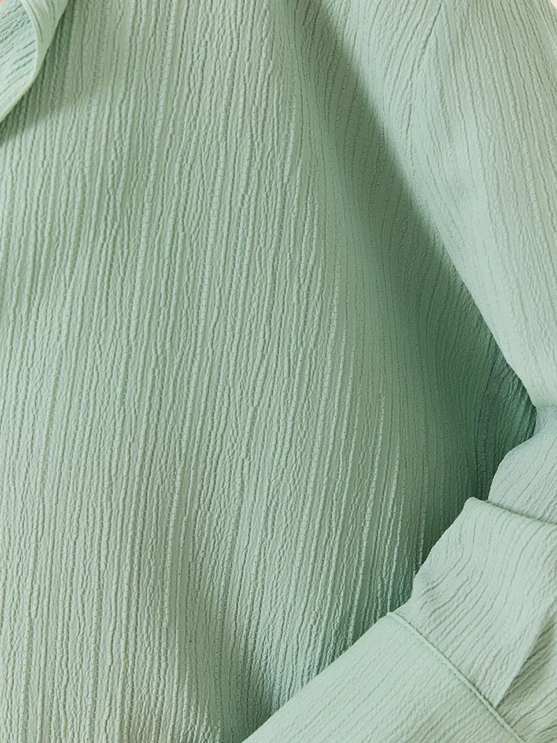 Bianco Lucci Mint Green LUCCI Oversized Textured Shirt for Women | Best Price UAE