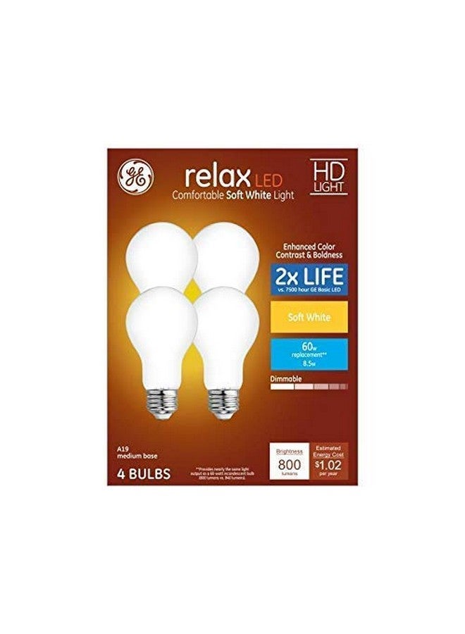 GE Relax 4-Pack 60 W Equivalent Dimmable Soft White A19 LED Light Fixture Light Bulbs