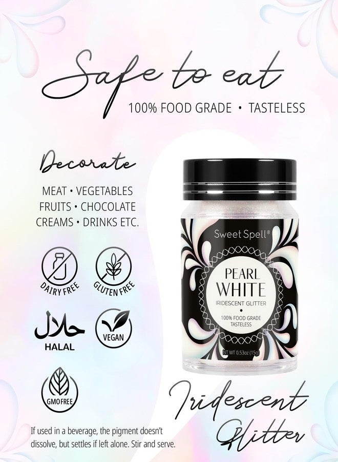 Sweet Spell Edible Glitter (15g) - Shimmer Sparkles for Drinks, Cakes, Cocktails - 100% Edible & Food Grade Glitter, Vegan, Gluten-Free (Iridescent Pearl White) - Image 4
