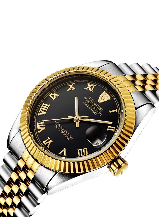 تيفيز ساعة يد ميكانيكية من الإستانلس ستيل مقاومة للماء طراز ZS531401 - مقاس 43 مم - فضي/ذهبي للرجال - Image 2