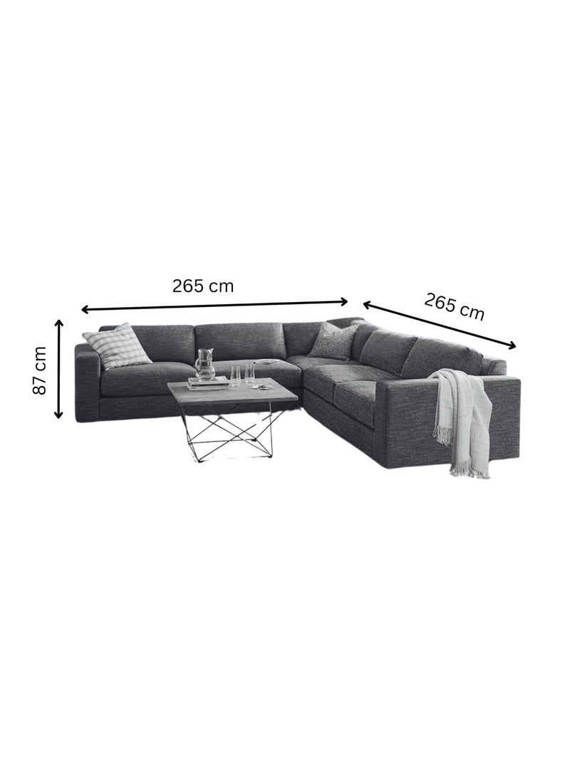 Karnak Aliana 5 Seater L-Shape Linen Sofa – Grey - Image 3