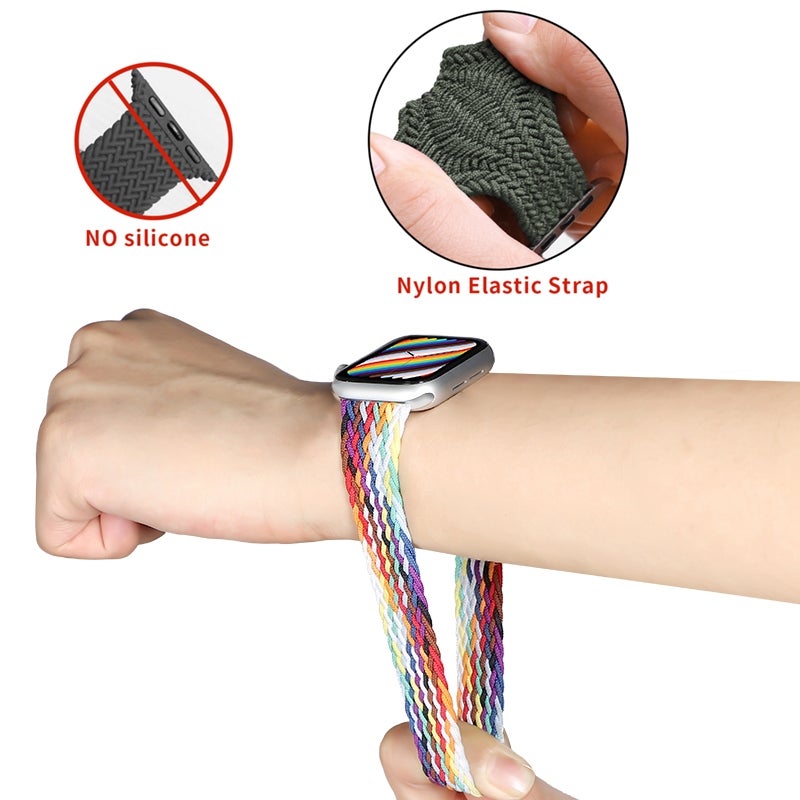 Nylon Single-turn Braided Watch Band For Apple Watch Ultra 49mm / Series 8&7 45mm / SE 2&6&SE&5&4 44mm / 3&2&1 42mm, Length:155mm(W Black White)