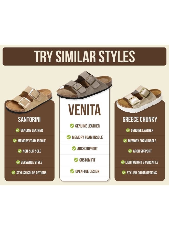 Project Cloud Leather Flat Sandals, Women's Beach Essentials - Memory Foam Slides, Mocha Leather, 8.5 - Image 5
