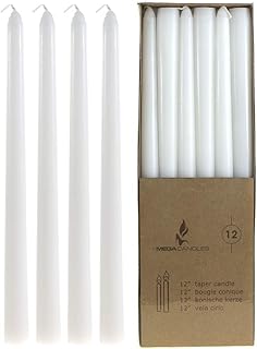 Mega Candles 12 pcs Unscented White Taper Candle, Hand Poured Wax Candles 12 Inch x 7/8 Inch, Home DÃƒÂ©cor, Wedding - Image 1